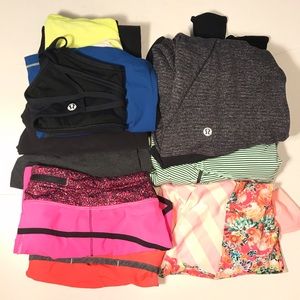Lululemon size 6 lot leggings pullovers shorts bra